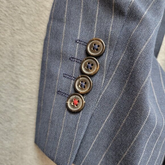 Brooks Brothers Blazer Mens Size 42 Long Tollegno 1900 Career Navy Pinst… - Picture 15 of 15